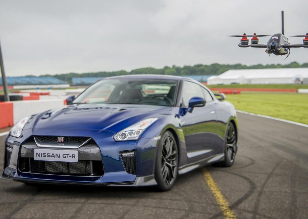 Nissan GT-R vs drone