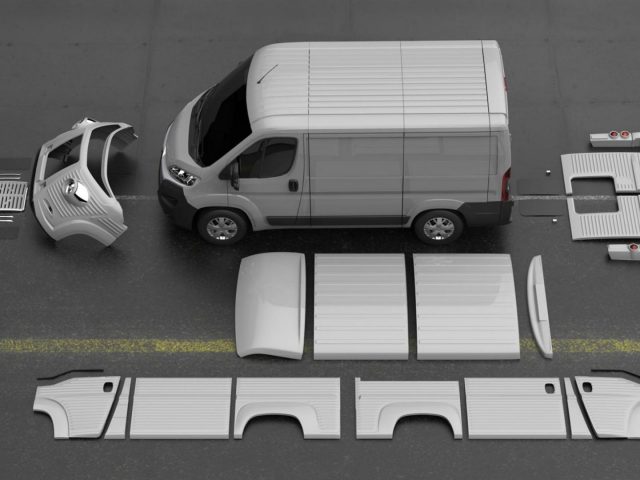 De onderdelen van een Citroën Jumper worden weergegeven in een 3D-model.
