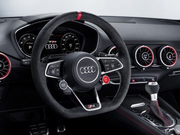 Audi RS4 stuur met rode stiksels en Koolstofvezelrijk.