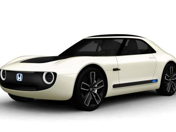 Honda's conceptauto wordt op de Tokyo Motor Show getoond op een witte achtergrond.