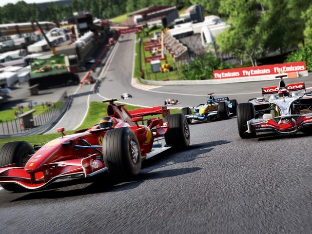 Twee raceauto's op een racecircuit in de gamerecensie van F1 2017.