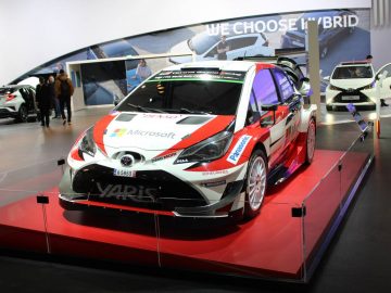 Een Toyota Yaris te zien in de Autosalon 2018, Brussel.