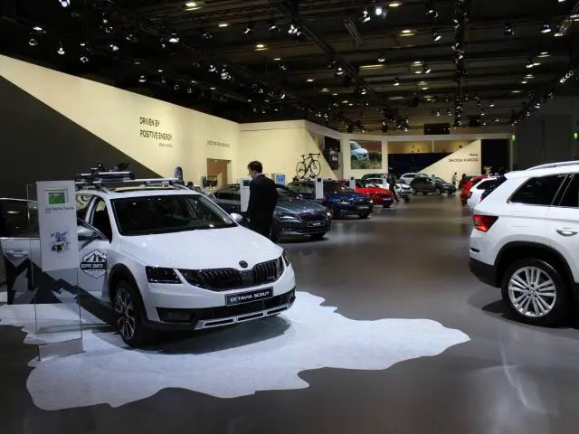 Skoda SUV's tentoongesteld op de Autosalon 2018 in Brussel.