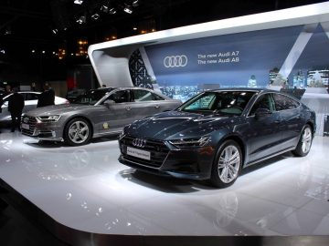 De Audi A6 en Audi A7 zijn te zien op de Autosalon 2018.