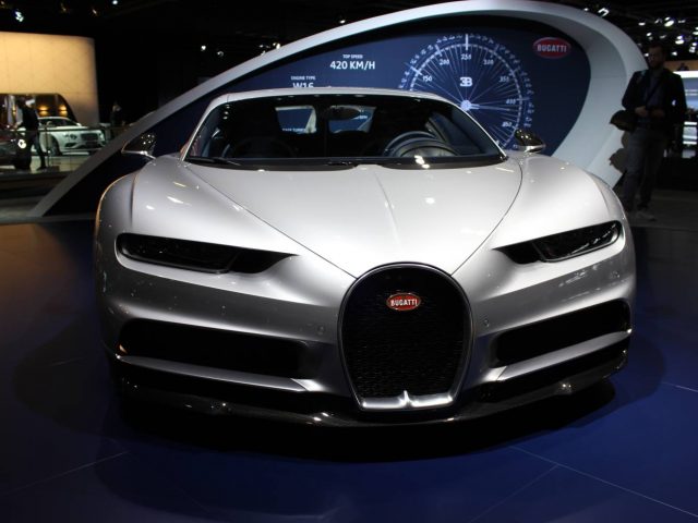 De Bugatti Chiron is te zien op de Autosalon 2018 in Brussel.