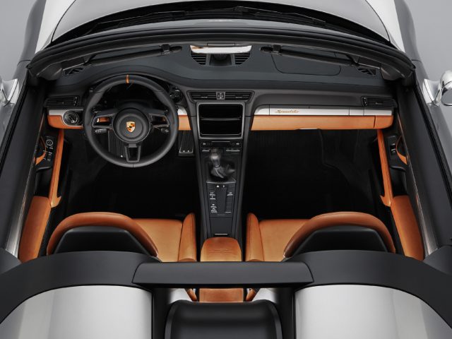 Het interieur van een Porsche 911 Speedster Concept.