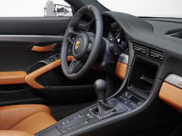 Het interieur van een Porsche 911 Speedster Concept-sportwagen.