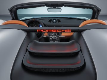 Het interieur van een Porsche 911 Speedster Concept-sportwagen.