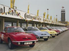 Dream cars: World premiere of the Opel GT for journalists held at the Hockenheimring in 1968.