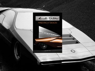 Een zwart-witfoto van een door Gandini ontworpen sportwagen.