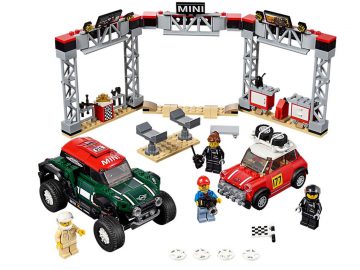 Een Speed Champions Lego-set met een raceauto en ander speelgoed.