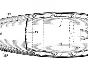 Een zwart-wit tekening van een Dymaxion-vliegtuig.