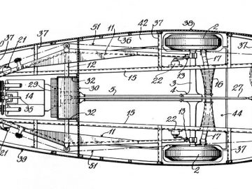 Een Dymaxion-patenttekening van een boot.