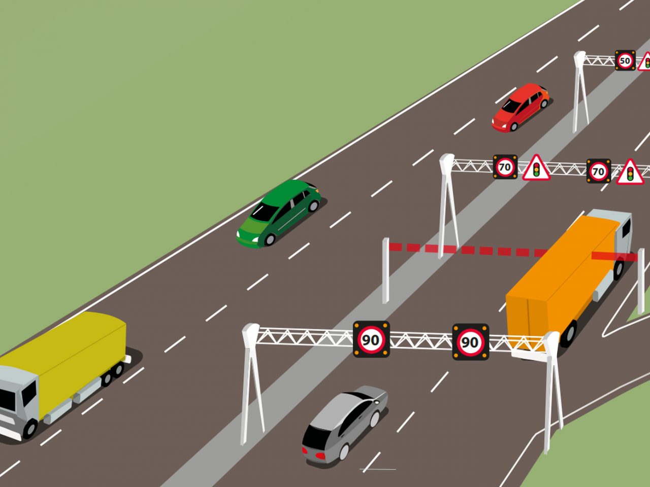 Te hoge vrachtwagen voor de tunnel