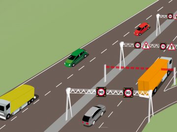 Te hoge vrachtwagen voor de tunnel