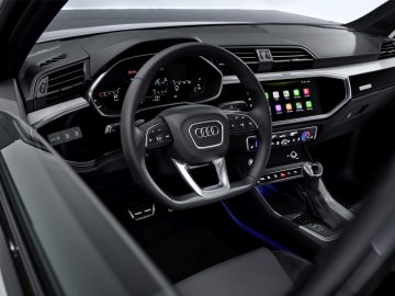 Het interieur van een Audi Q3 Sportback.