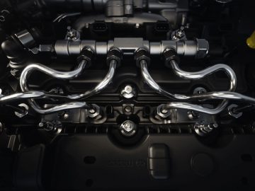 Een close-up van de Mazda 3-automotor.