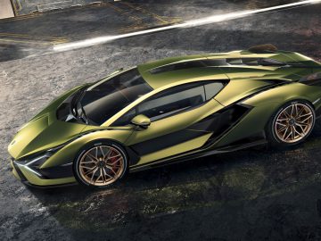 De Lamborghini Huracan wordt weergegeven in een groene kleur.