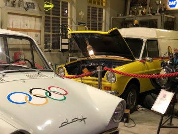 Olympische auto's tentoongesteld in het DAF Museum.