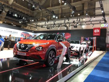 Nissan Juke te zien op het Autosalon van Brussel 2020.