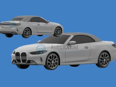 Twee BMW-auto's op een blauwe achtergrond, één een zilveren sedan en de andere een zilveren BMW 4 Serie Cabrio met zichtbare merkwatermerken.