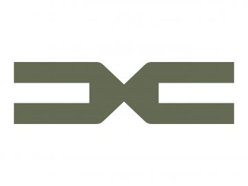 Een gestileerd groen logo dat lijkt op twee in elkaar grijpende ‘X’-vormen, horizontaal gespiegeld, op een witte achtergrond, die doet denken aan het strakke Dacia-embleem.