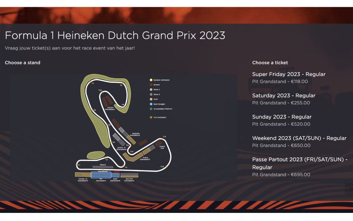 Tickets Formule 1 Zandvoort 2023