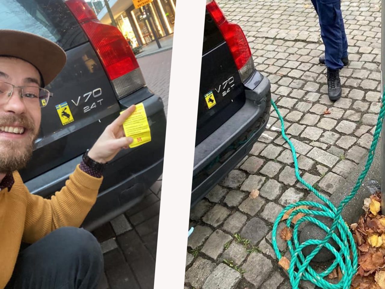 Jan Geerts met zijn Volvo V70