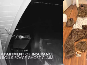 VIDEO: Creatieve fraudeur in berenpak claimt tonnen aan schade op Rolls-Royce ...