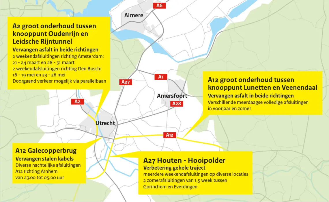 Rijkswaterstaat werkzaamheden regio Utrecht 2025