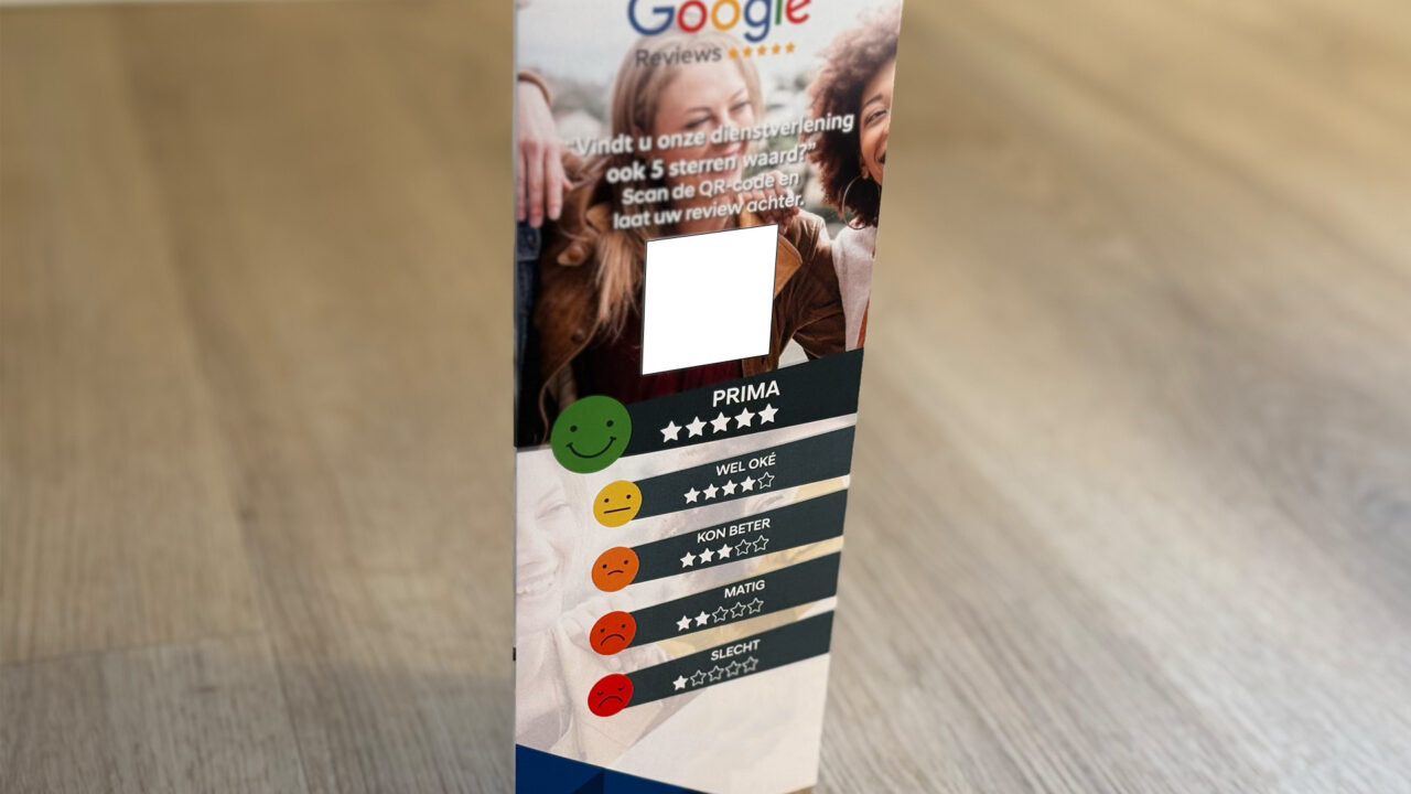 Een voorbeeld van een flyer om de score te beïnvloeden.