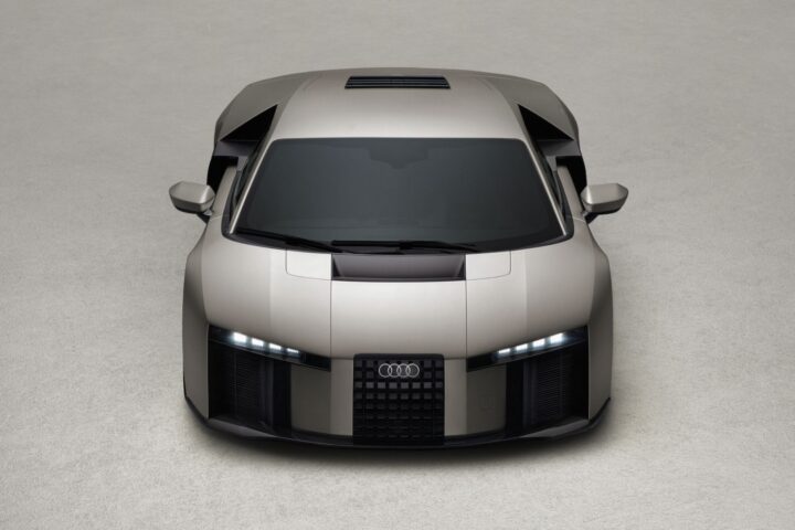 Titanium, static studio shot, exterior, frontal view top-down perspective ...