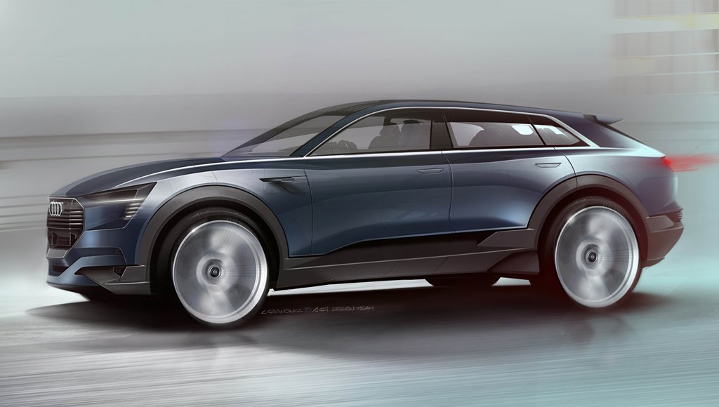 Elektrische Audi-SUV staat in Frankfurt ...