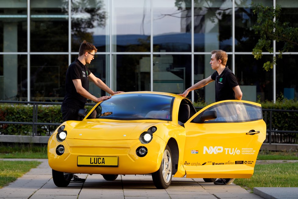 Elektrische auto Luca van TU/ecomotive, een studententeam van de Technische Univ ...