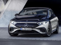Mercedes-EQ, EQS 580 4MATIC, Exterieur, Farbe: hightechsilber/obsidianschwarz, A ...